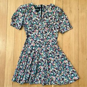 Vintage 90s floral mini skater dress S